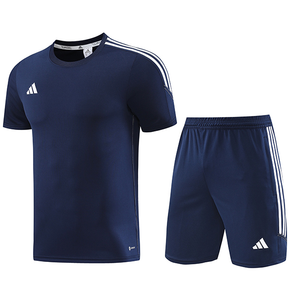 Adas maglia da allenamento casual abbigliamento sportivo uniforme da uomo kit da calcio blu scuro maglia da calcio manica corta sportiva 2023-2024